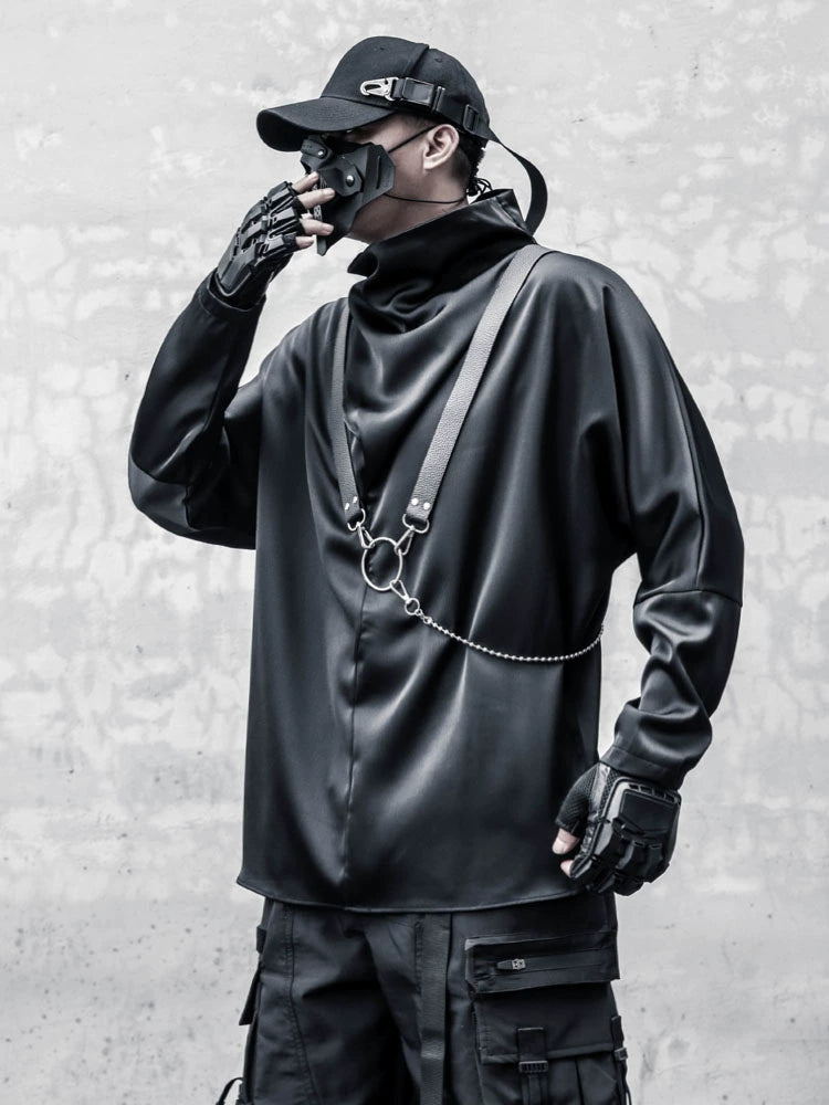 High-Neck Batwing Long Sleeve T-Shirt WN22320