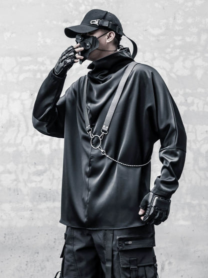 High-Neck Batwing Long Sleeve T-Shirt WN22320