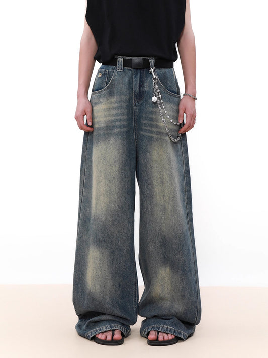 Washed Wide Leg Denim Jeans WN7582