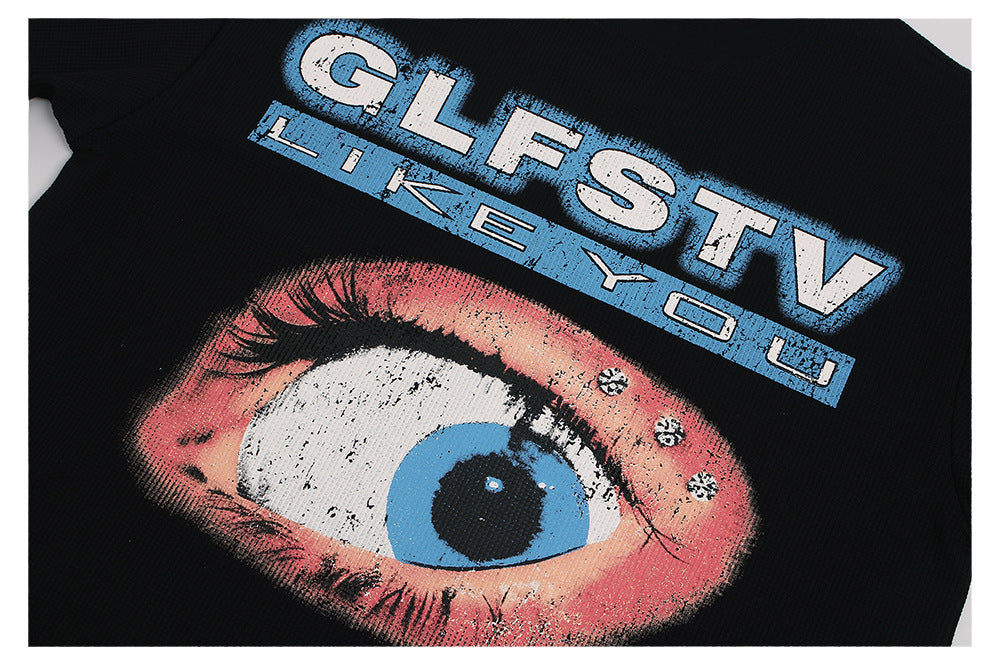 Heavyweight Waffle Eye Graphic Short Sleeve T-Shirt WN26493