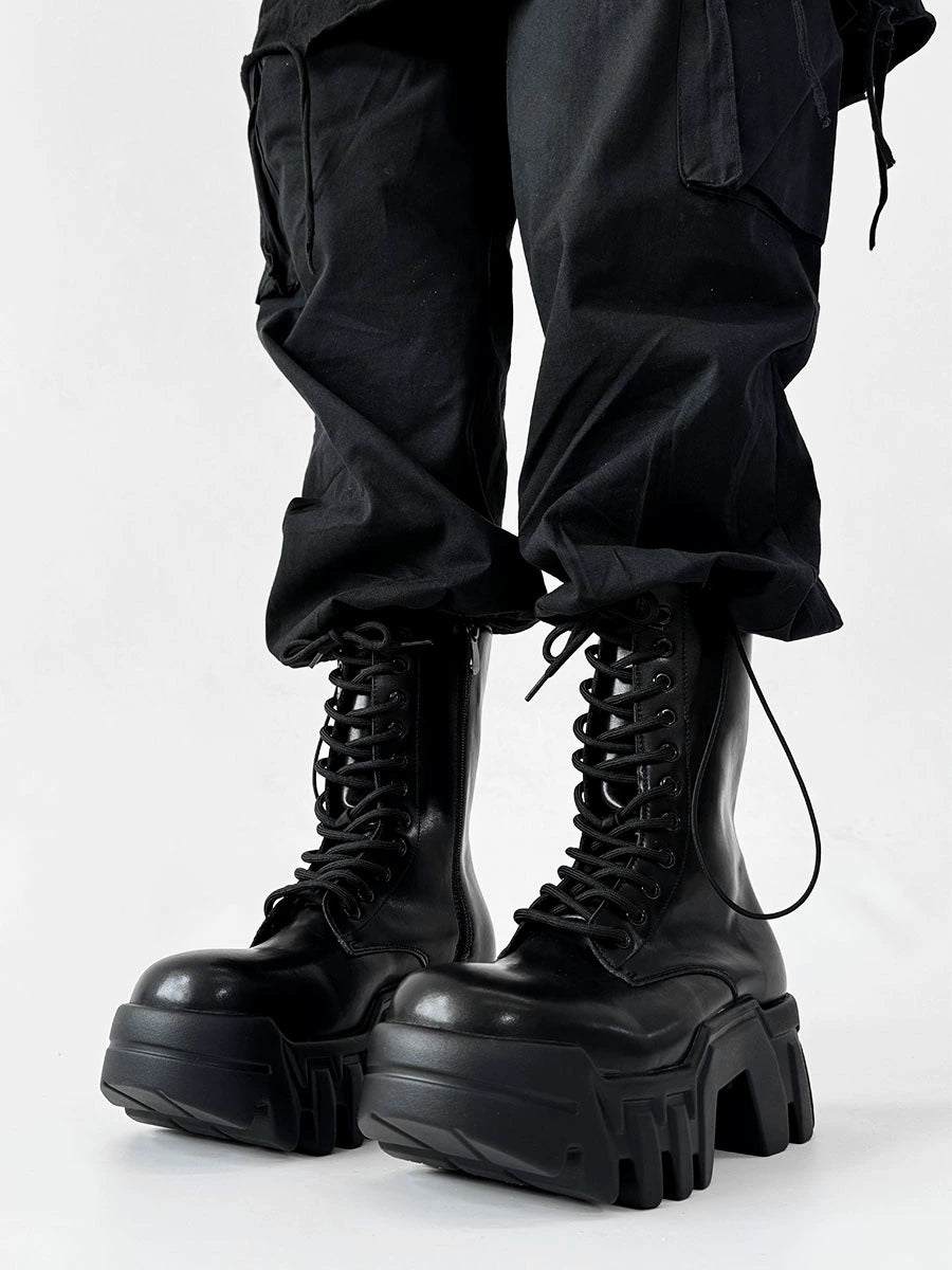 Chunky Sole High-Top Zipper Design Leather Boots WN19181