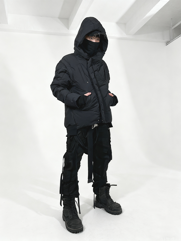 Asymmetric Detachable Hooded White Duck Down Jacket WN22005