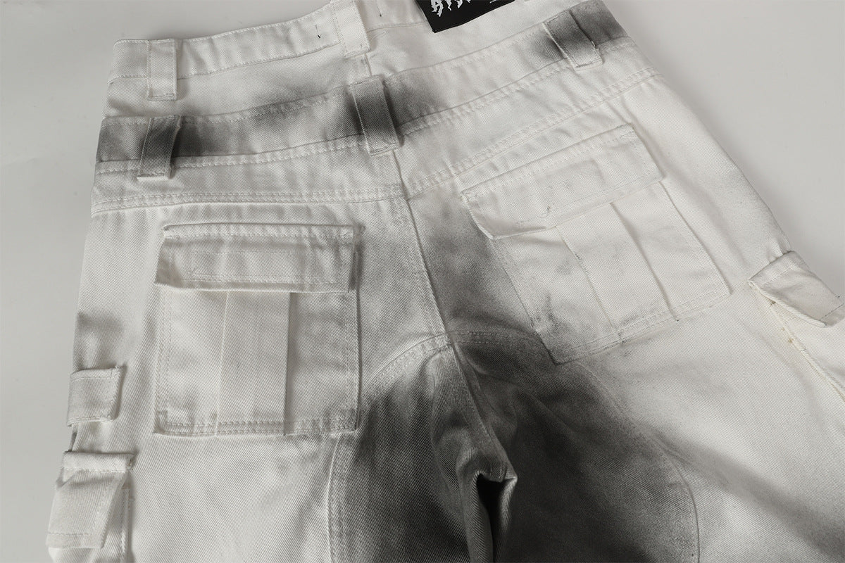 Spray Print Wide Leg Cargo Pants WN23110