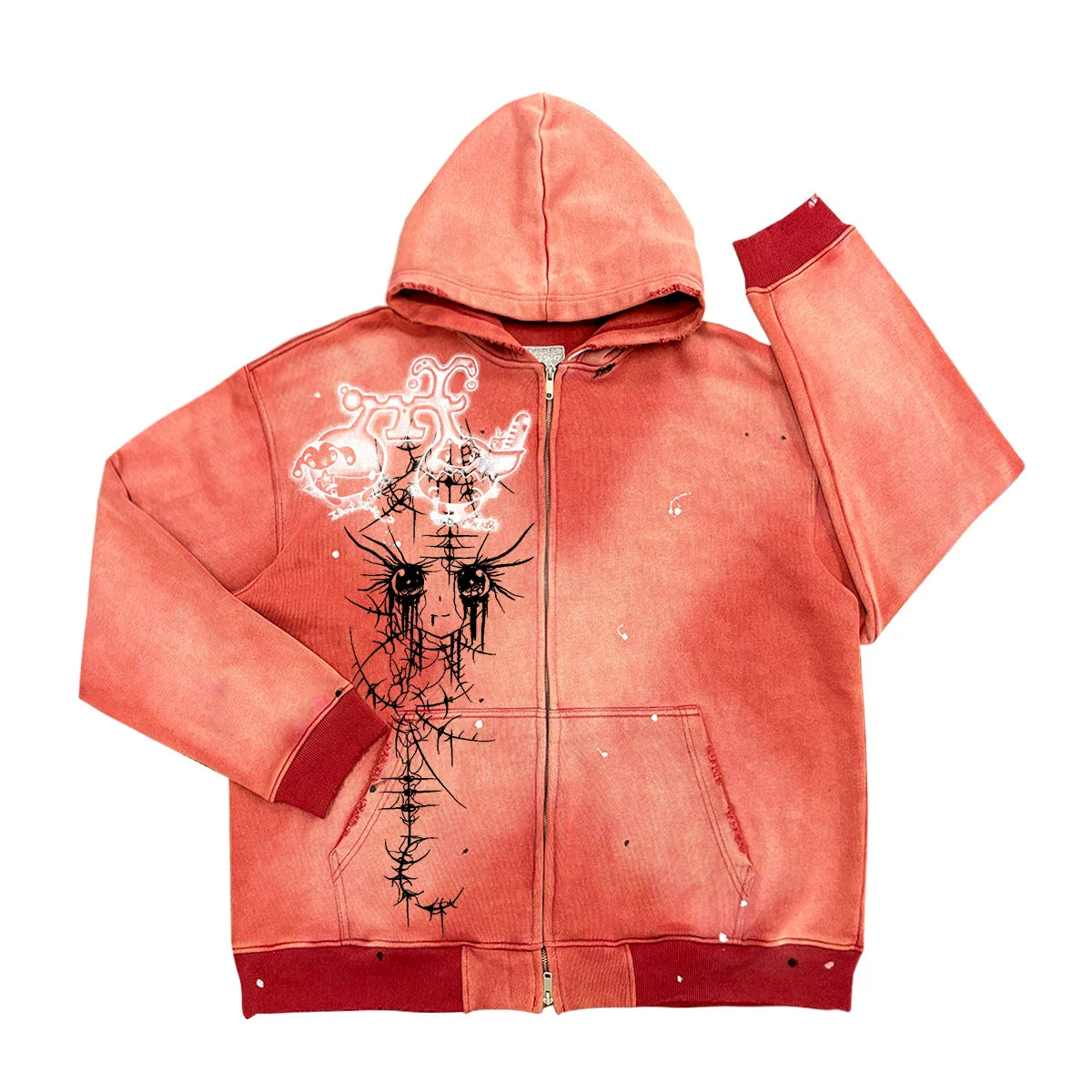 Cartoon Print Artistic Design Heavyweight Zipper Hoodie WN18745