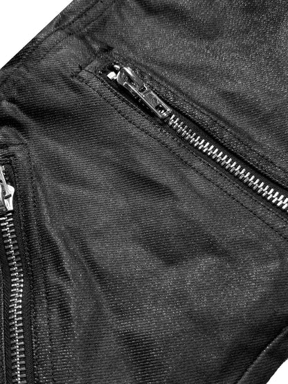 Zipper Pocket Hand-Paint Coating Flare Denim Jeans WN27080