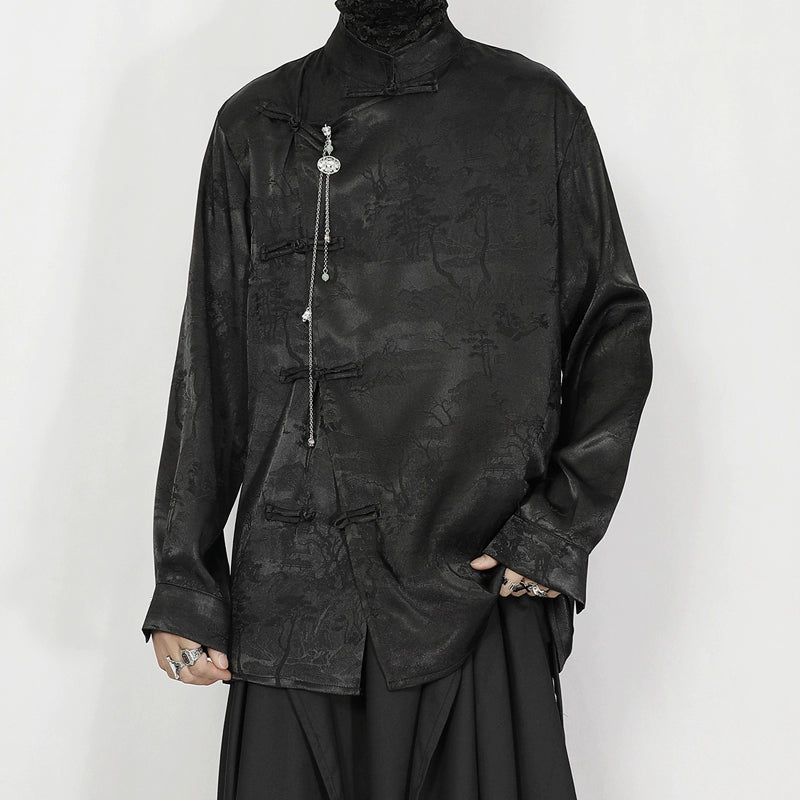 Lightweight Patterned Design Wide Leg Trousers WN20192