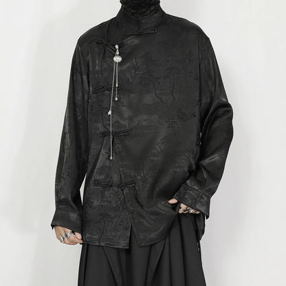 Lightweight Patterned Design Wide Leg Trousers WN20192