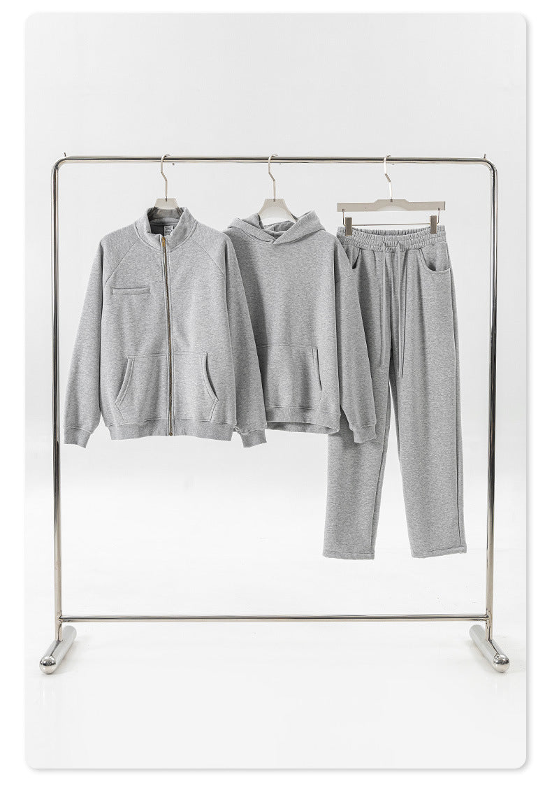 Sporty Zipper Jacket & Hoodie & Sweatpants Setup WN7880