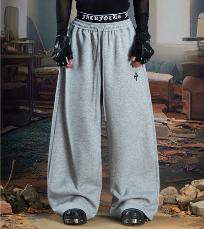 Double-Waistband Embroidery Sporty Pants WN21345