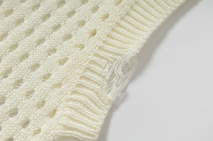 Mesh Damage Design Knit Vest WN25757