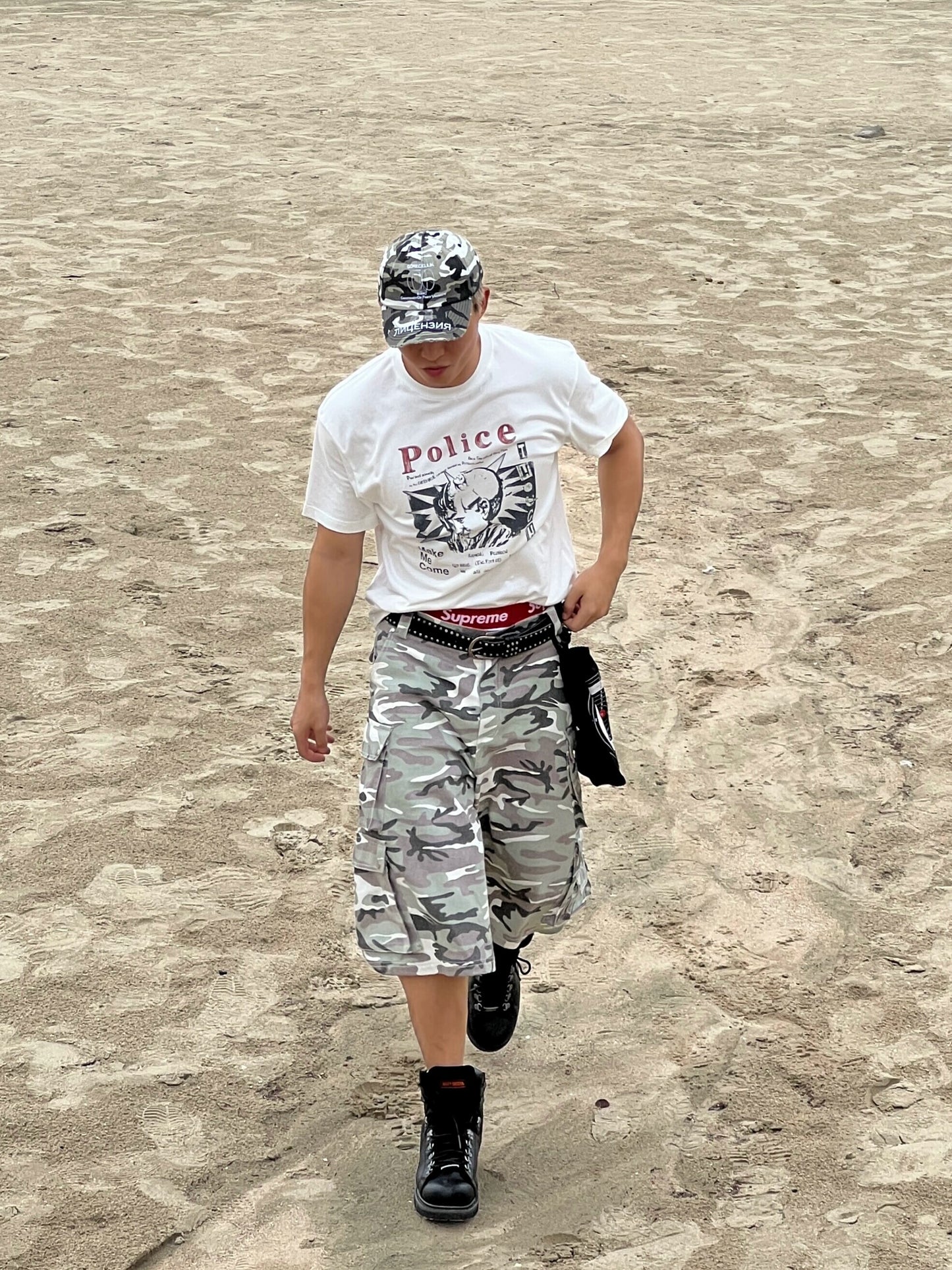 Camouflage Design Canvas Cargo Half Pants WN19105