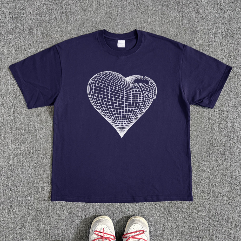 Heart Line Art Design Short Sleeve T-Shirt WN15825