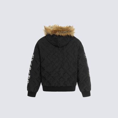 Fake Fur Collar Hooded Puffer Jacket WN28025