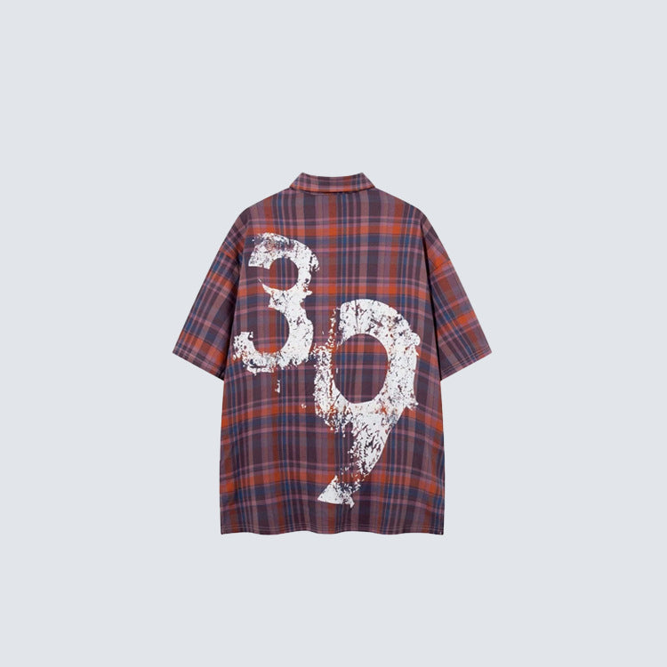 Plaid Graphic Number Polo Shirt WN28092