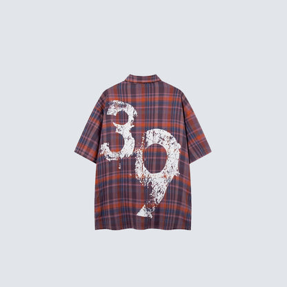 Plaid Graphic Number Polo Shirt WN28092