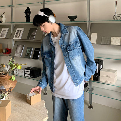 Washed Denim Jacket & Wide Leg Denim Jeans Setup WN24885