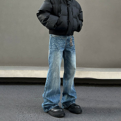 Lightning Pattern Flare Denim Jeans WN19590