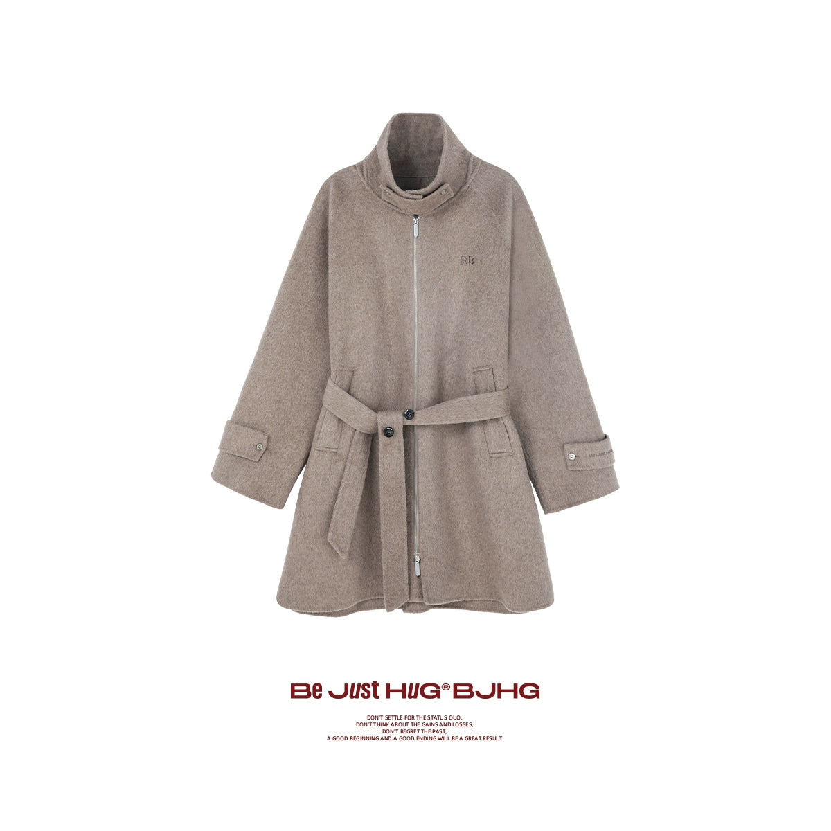 Double Zipper Wool Belted Long Coat WN9815