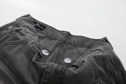 Whisker Ink Splash Curved Wide Leg Denim Jeans WN26157