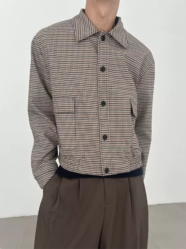 Plaid Shoulder-Pad Long Sleeve Shirt WN21507