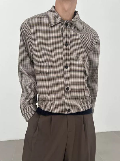 Plaid Shoulder-Pad Long Sleeve Shirt WN21507