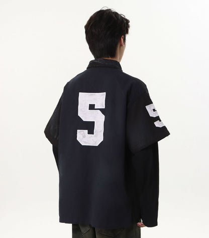 Dirty Washed Fake Layered Long Sleeve T-Shirt WN25805