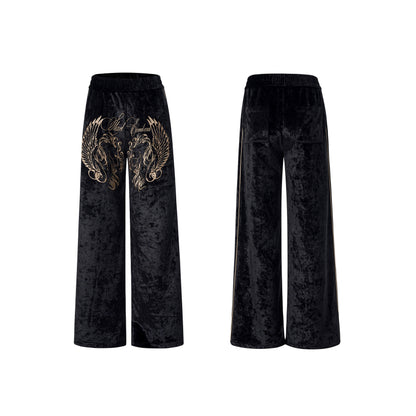 War Horse Embroidery Velvet Stand Neck Short Jacket & Pants Setup WN23277