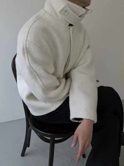 Standing-Collar Short Wool Jacket WN21459