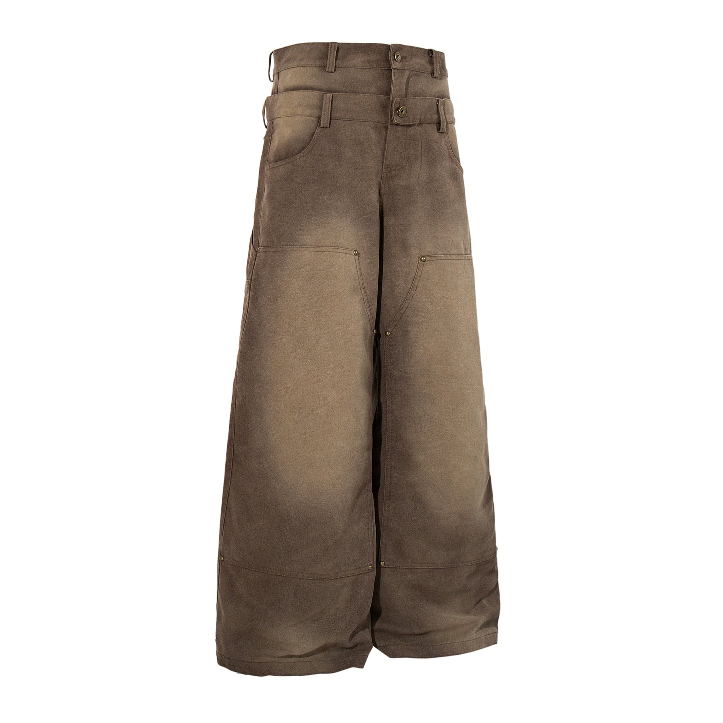 Washed Panel Wide Leg Cargo Pants WN23591