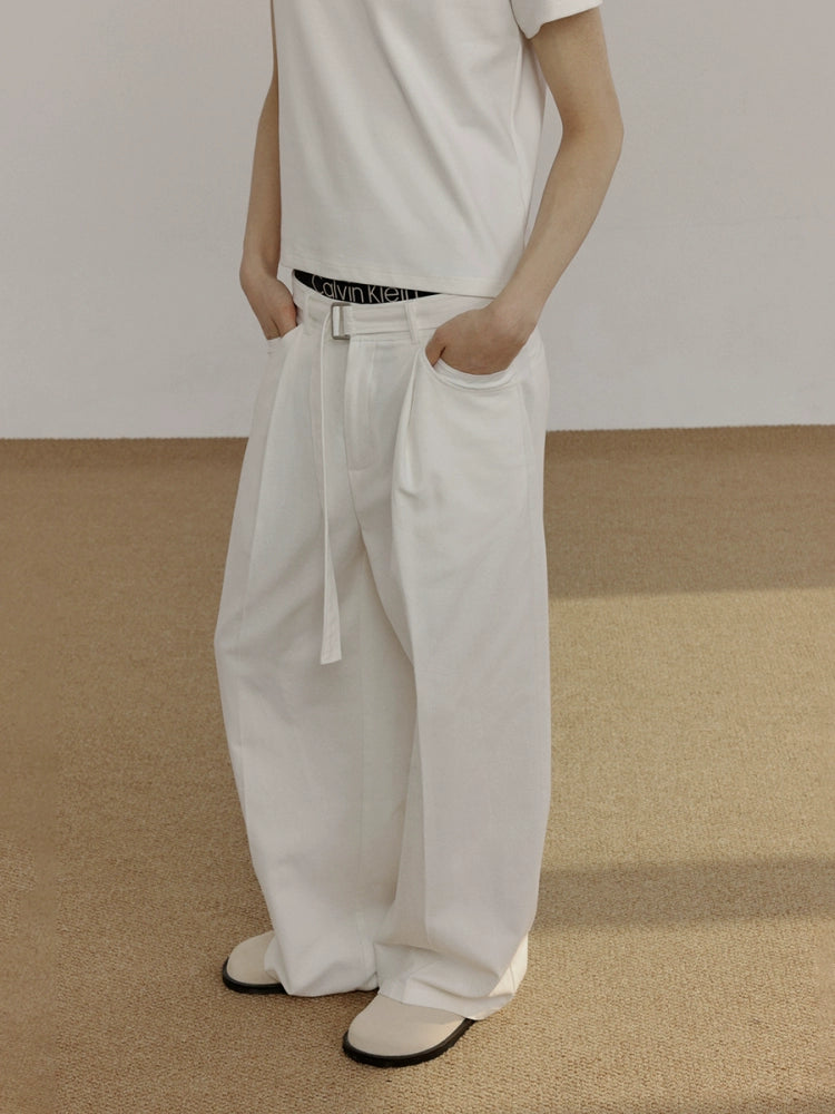 Belted Straight Leg Denim Jeans WN21522