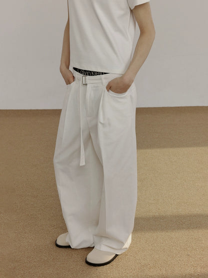 Belted Straight Leg Denim Jeans WN21522