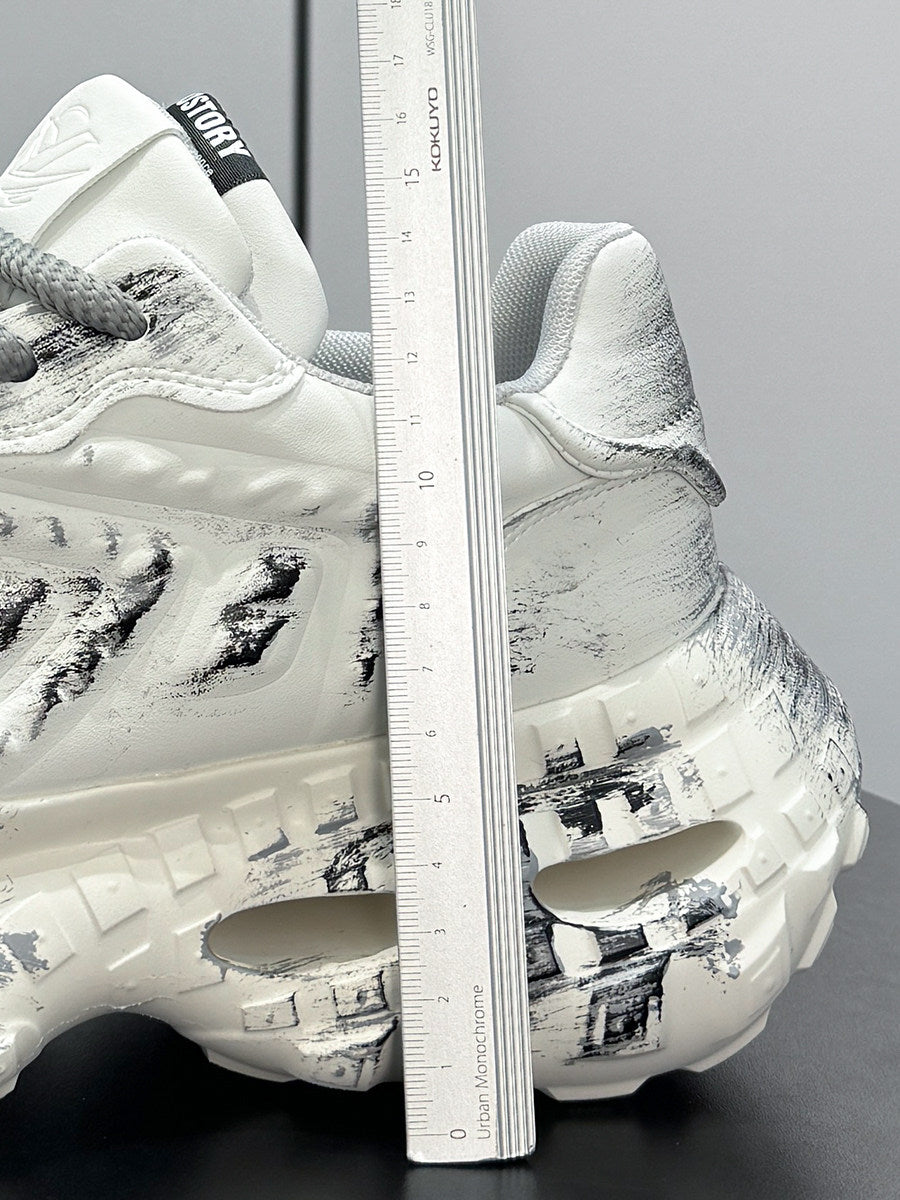 Paint Graffiti Print Chunky Sole Sneakers WN24657