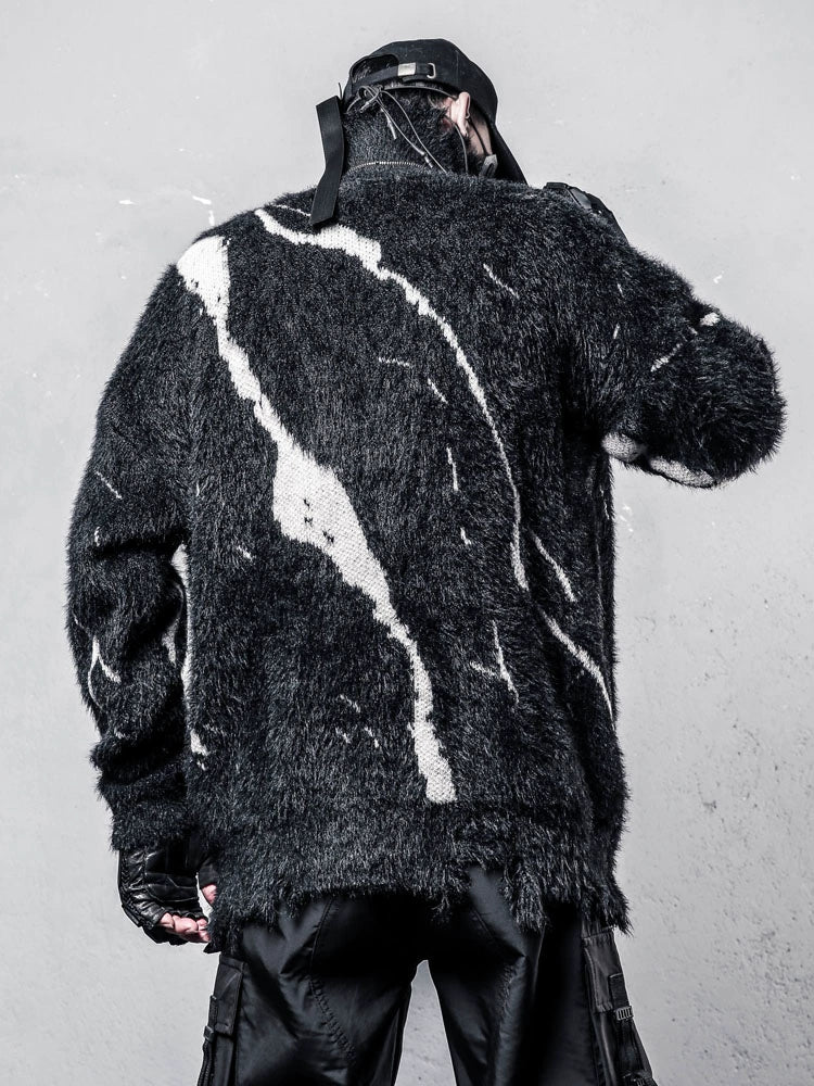 High-Neck Oversize Color Block Knit Sweater WN22329