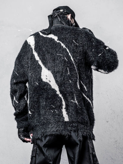 High-Neck Oversize Color Block Knit Sweater WN22329