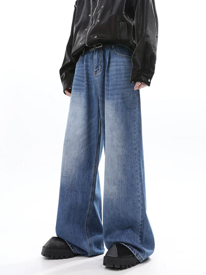 Drape Wide-Leg Straight Denim Jeans WN10425