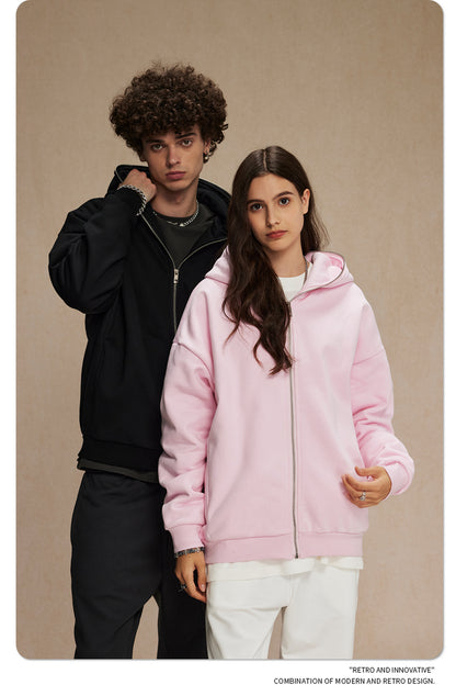 Oversize Plain Zipper Hoodie WN9971