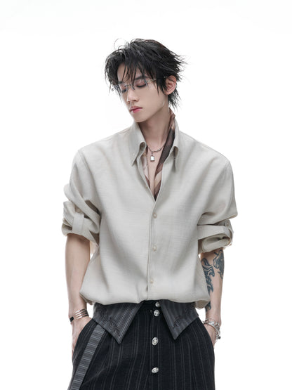 Textured Linen Breathable Oversize Long Sleeve Shirt WN27016
