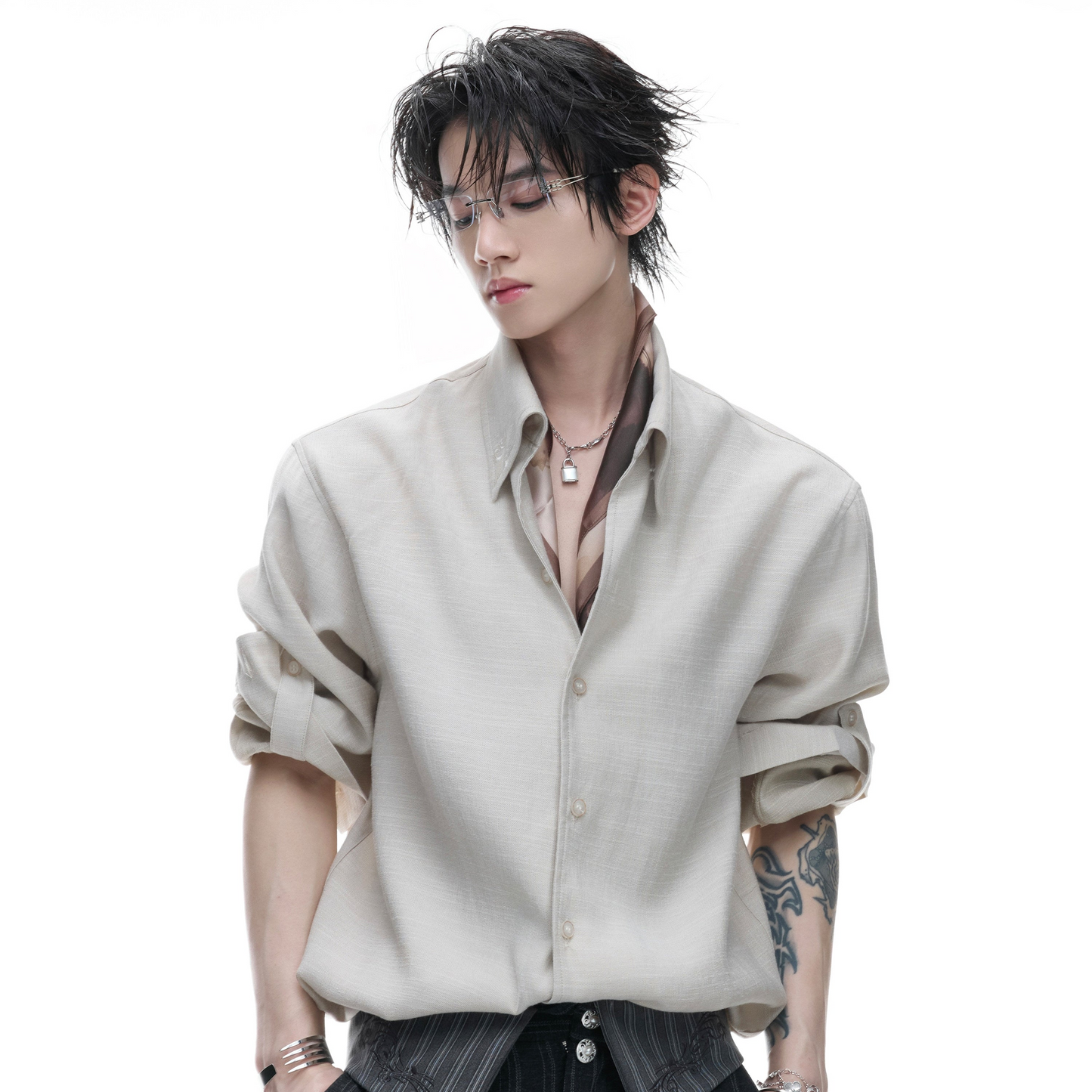 Textured Linen Breathable Oversize Long Sleeve Shirt WN27016