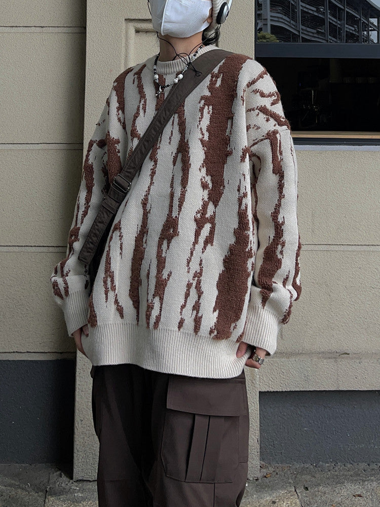 Abstract Pattern Oversize Knit Sweater WN24399