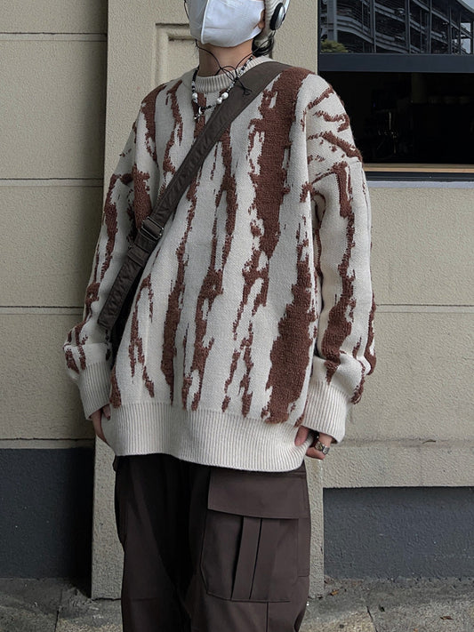 Abstract Pattern Oversize Knit Sweater WN24399
