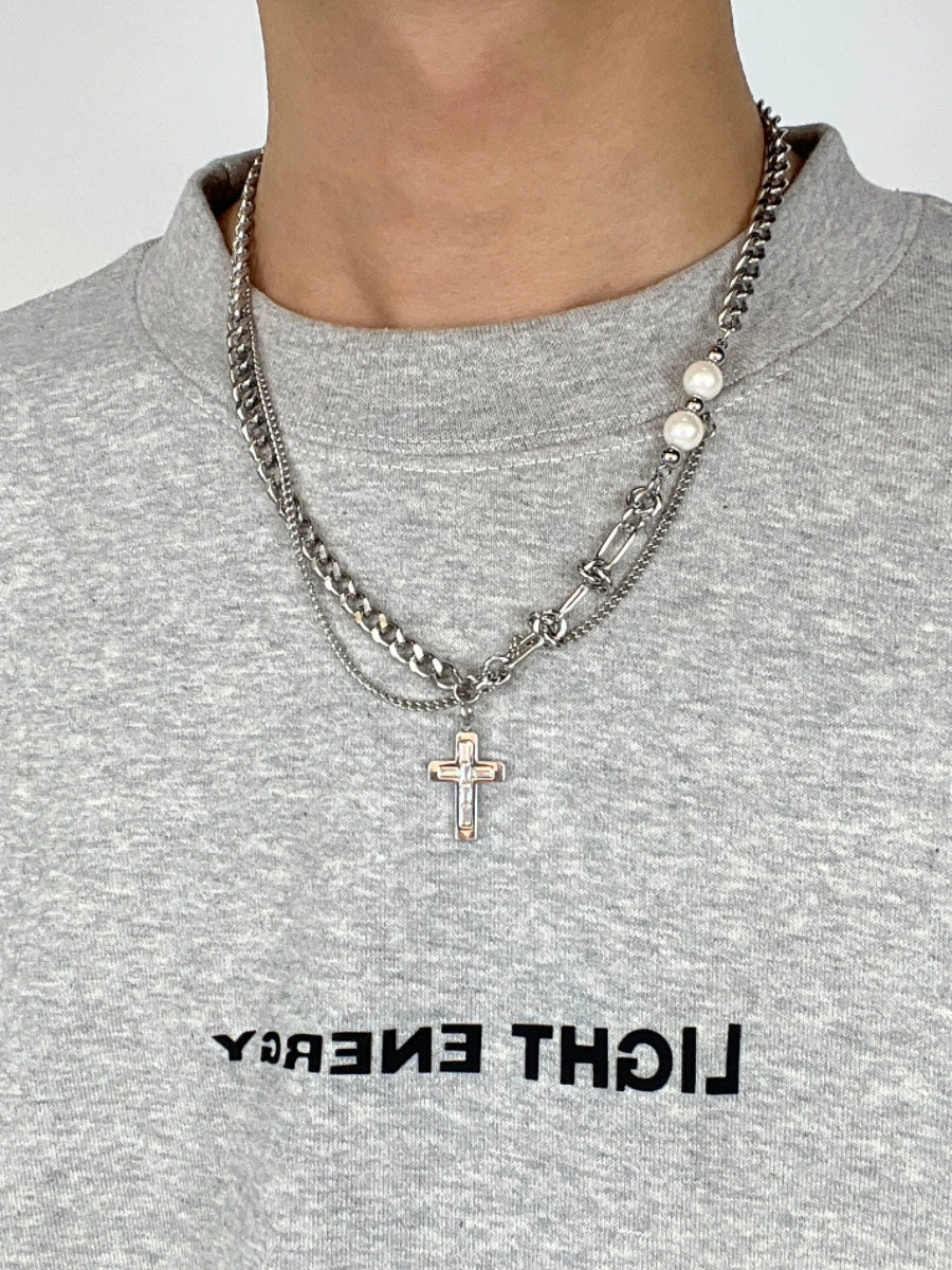 Cross Pendant Titanium Steel Necklace WN19219