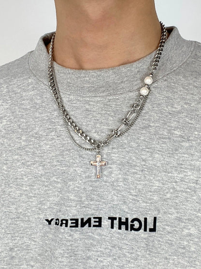 Cross Pendant Titanium Steel Necklace WN19219