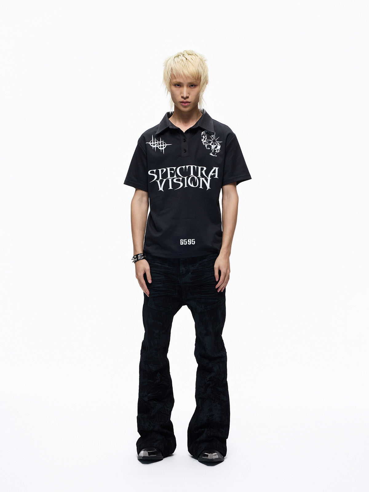 Polo Collar Letter Print Short Sleeve T-Shirt WN27285
