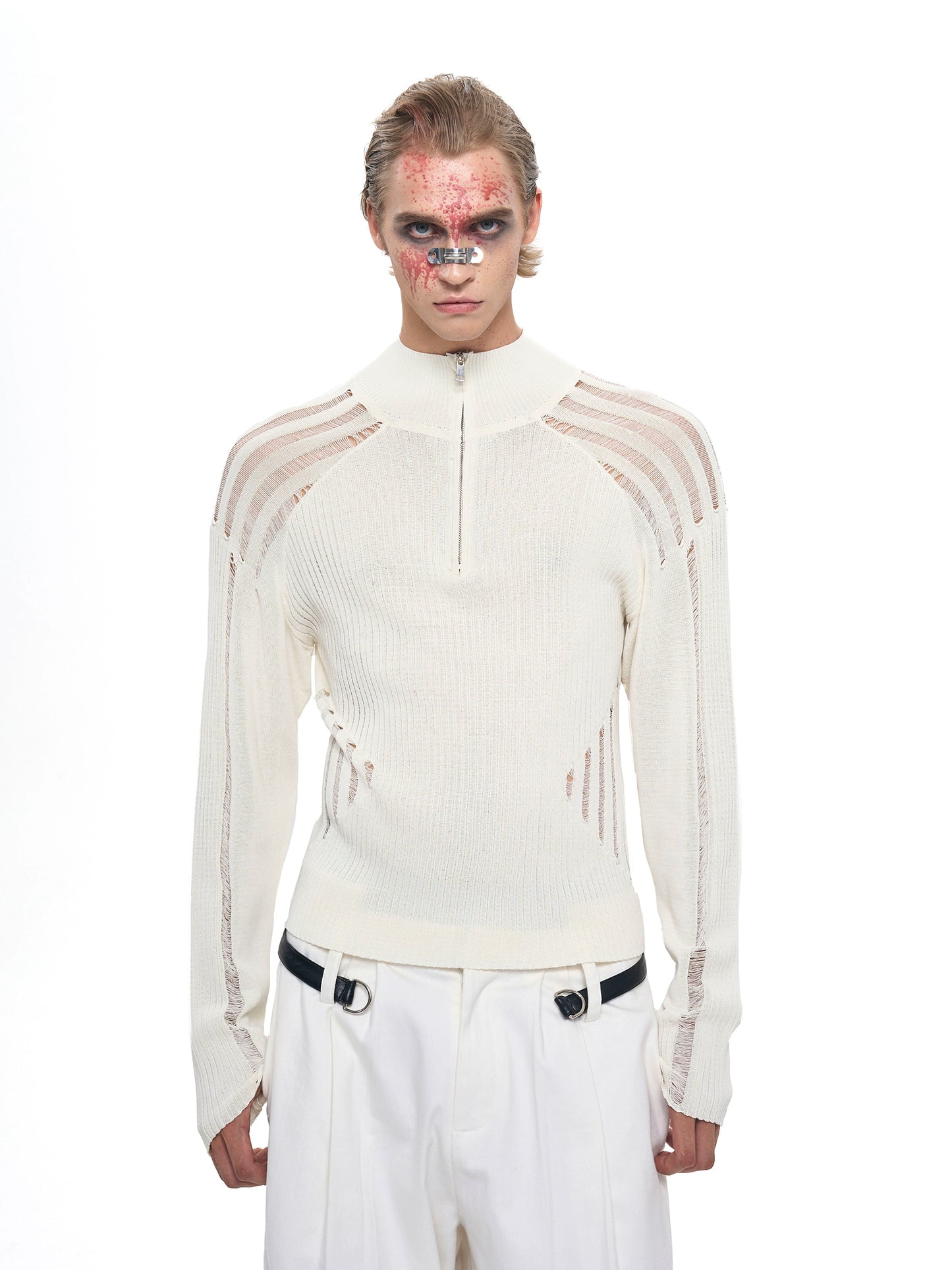 See-Through High-Neck Knit Sweater WN20386