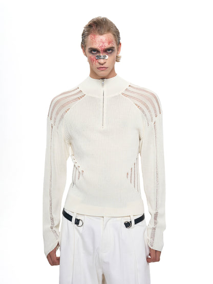 See-Through High-Neck Knit Sweater WN20386