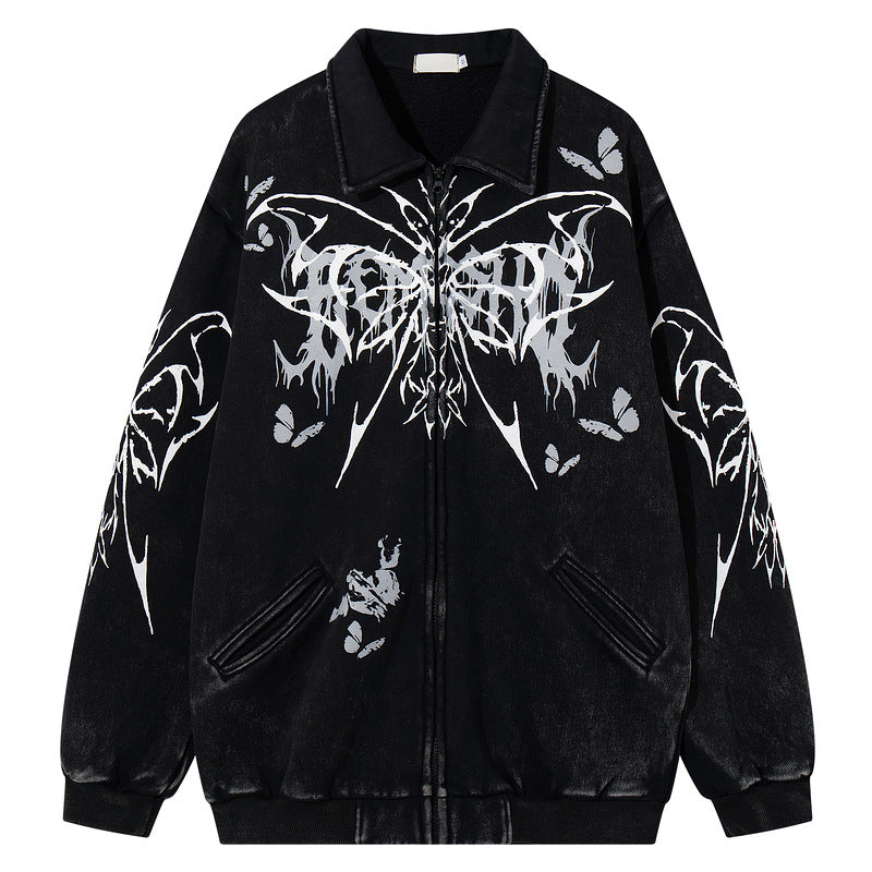 Butterfly Graphic Print Zip-Up Jacket WN23571