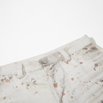 Studs Paint Wing Wide Leg Denim Jeans WN25752