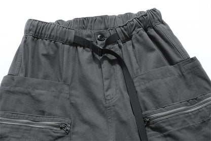 Washed Damage Zipper Cargo Half Pants WN26853