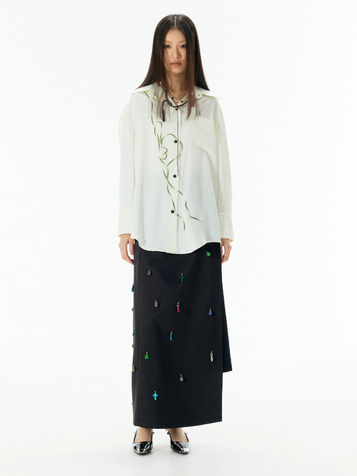 Bead Embroidery Chinese Style Long Sleeve Shirt WN18879