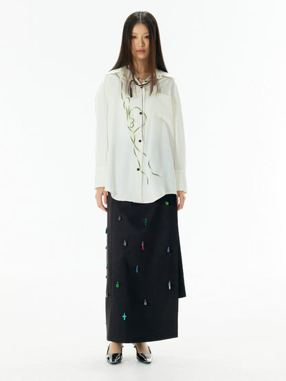 Bead Embroidery Chinese Style Long Sleeve Shirt WN18879